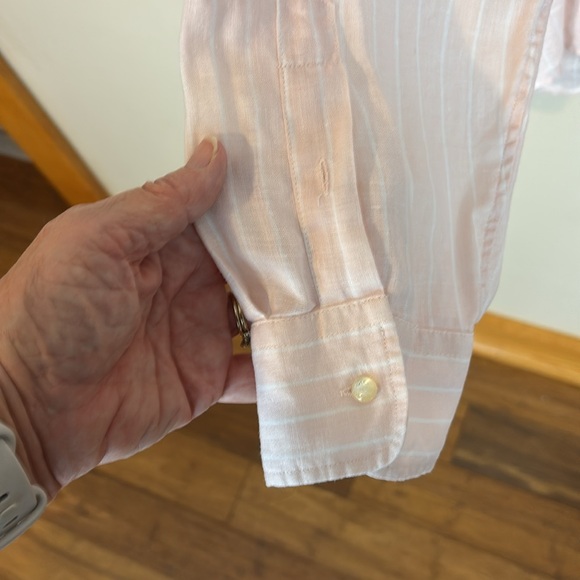 Lauren Ralph Lauren Light Pink Linen Striped Shirt Size 1X - Picture 7 of 14